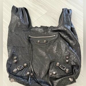 Balenciaga Black Leather Tote Bag